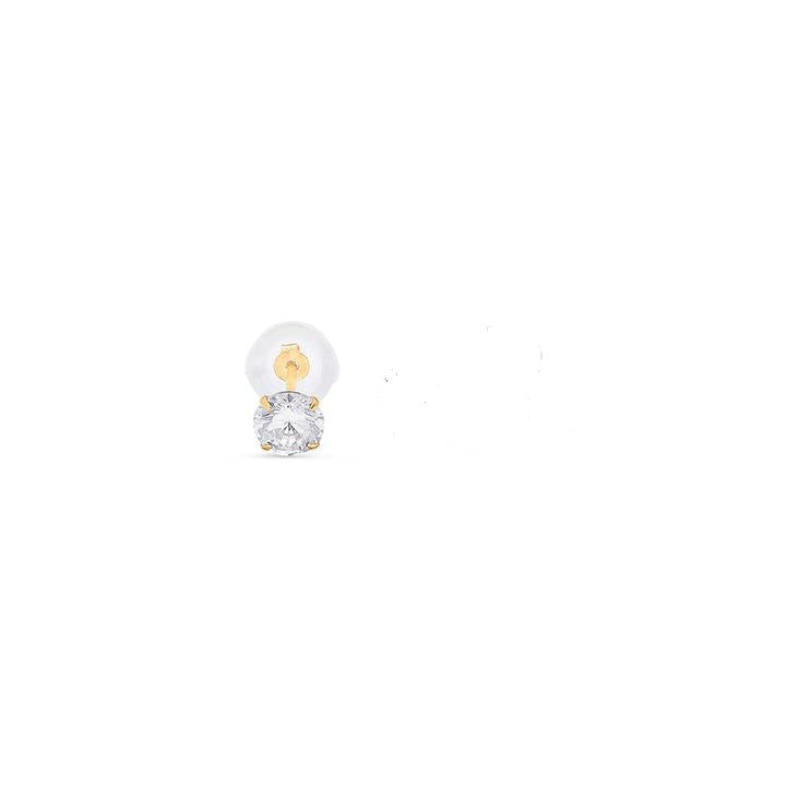 עגיל דיאנה צמוד זהב לבן 14 קראט משובץ קריסטל
