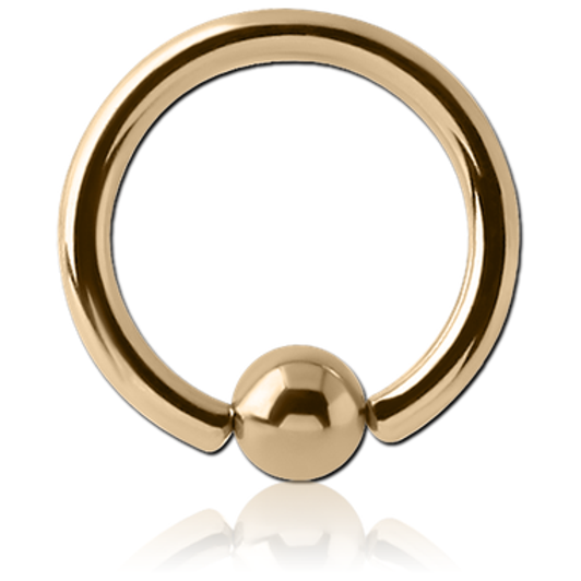 עגיל חישוק לחץ טיטניום טבעת לחץ עם כדור מצופה זהב